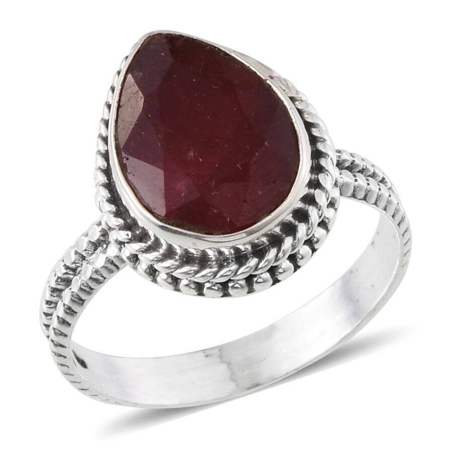 925 Sterling Solid Silver Ring, Natural Red Garnet Faceted Cut Pear Gemstone Ring, Boho Ring, Handmade Ring, Engagement Ring, Gift For Her