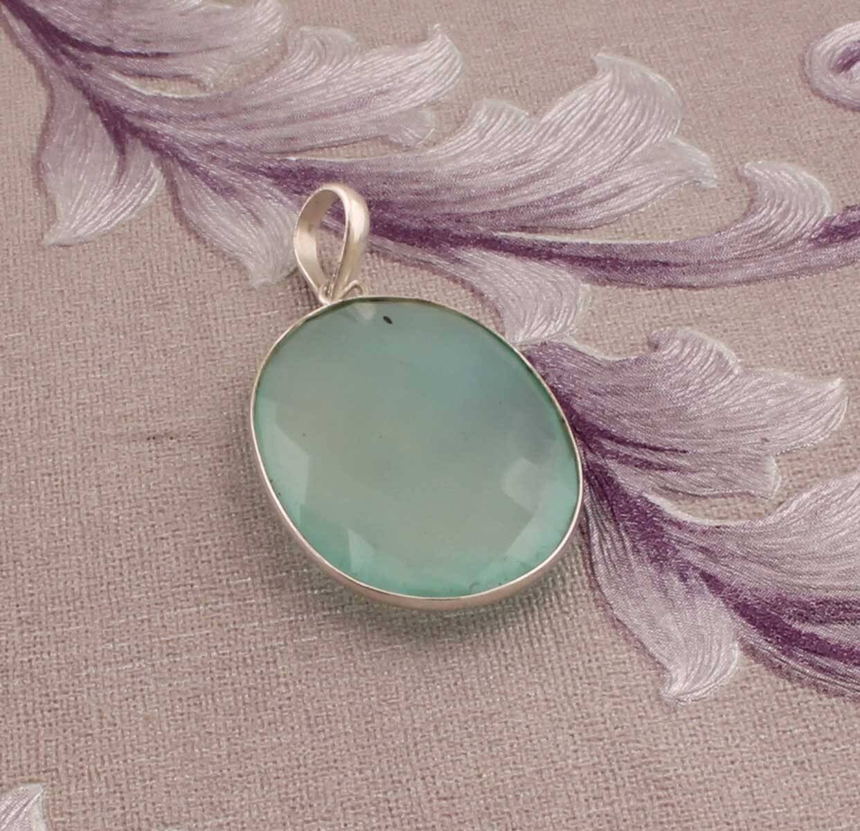 Top Quality Natural Aqua Calci Gemstone Pendant 925-Sterling Silver Pendant,Antique Silver Pendant,Simple Pendant Gift Item Pendant For Girl