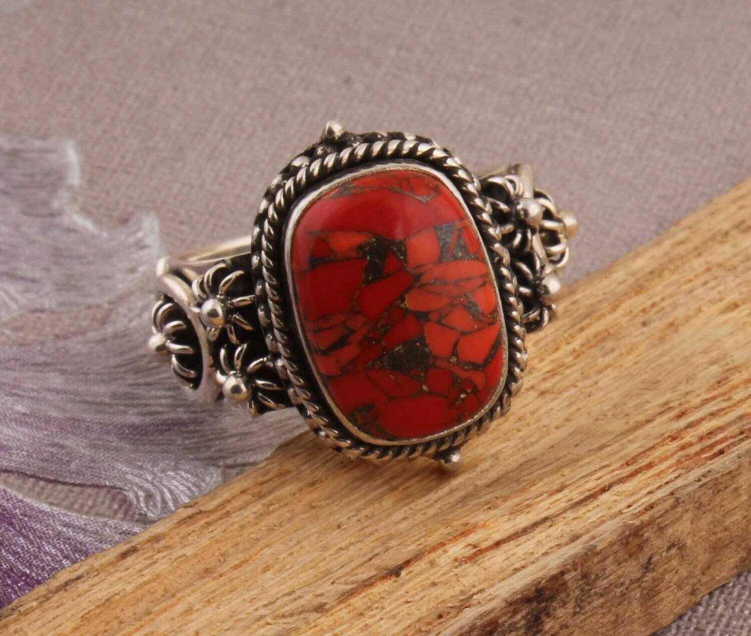 Turquoise Ring, Composite Turquoise Sterling Silver Ring,Boho Ring,Twisted Band Ring,Dainty Rings,Top Selling Item Gift For HerBirthstone