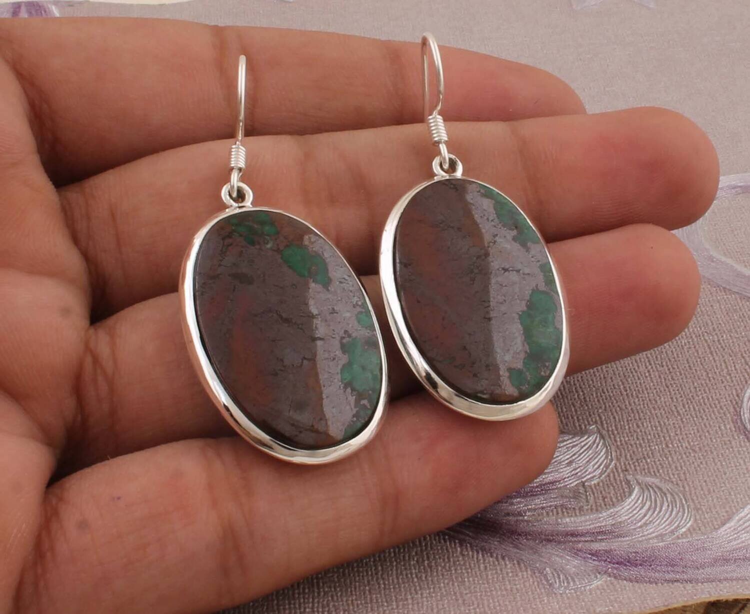Amazing chrysocolla Top Quality Gemstone Earring 925-Sterling Silver Earring,Antique Silver Earring,Wedding Beautiful Earring Gift For Her