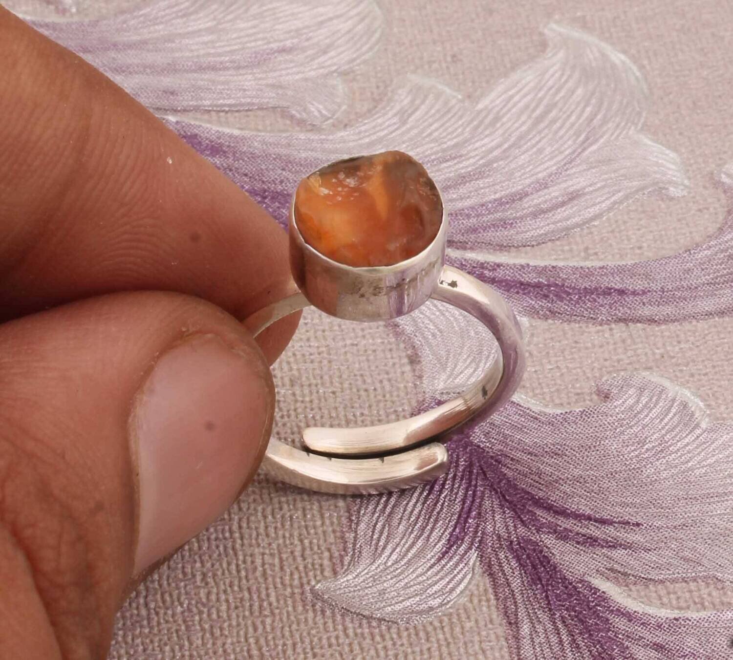 Top Quality Moonstone Raw Adjustable Ring 925-Antique Silver Ring,Middle Finger Ring,Sterling Silver Rough Stone Ring One-Of-Kind-Pies