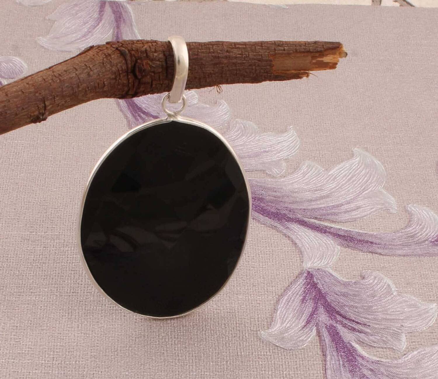 Top Quality Natural Black Onyx Gemstone Pendant 925-Sterling Silver Pendant,Antique Silver Pendant,Simple Pendant Gift Item PendantCyber2021