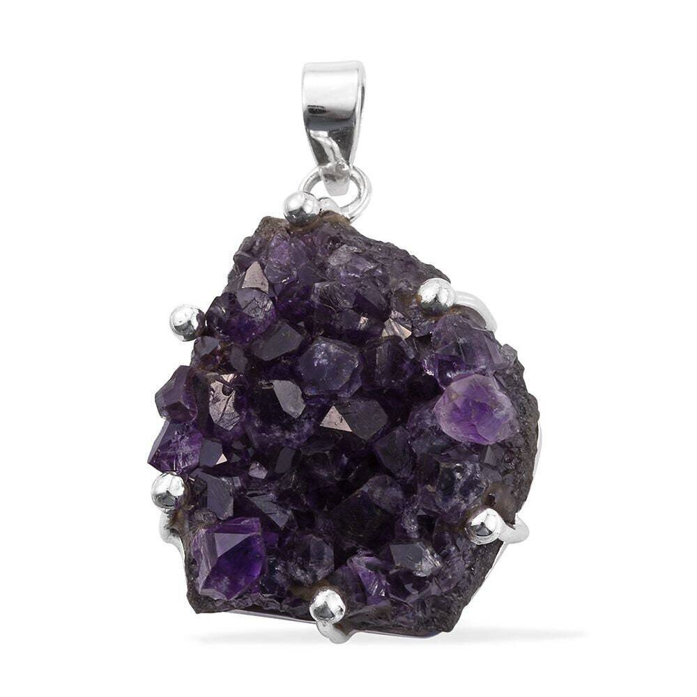Ram Amethyest StoneGift For You ! Solid 925-Sterling Silver Pendant With Amethyst Druzy Agate Gemstone Pendant Handcrafted Boho Pendant