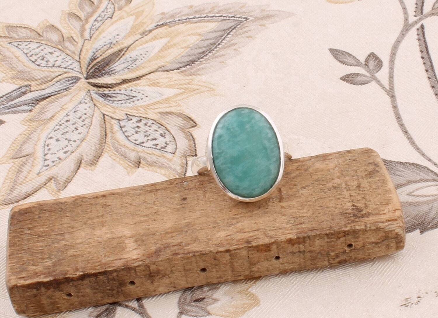 Gift For You ! 925- Sterling Silver Solid Ring Natural Larimar Gemstone Ring Opaque &amp; Cabochon Stone Boho Ring Handmade -Index Finger Ring