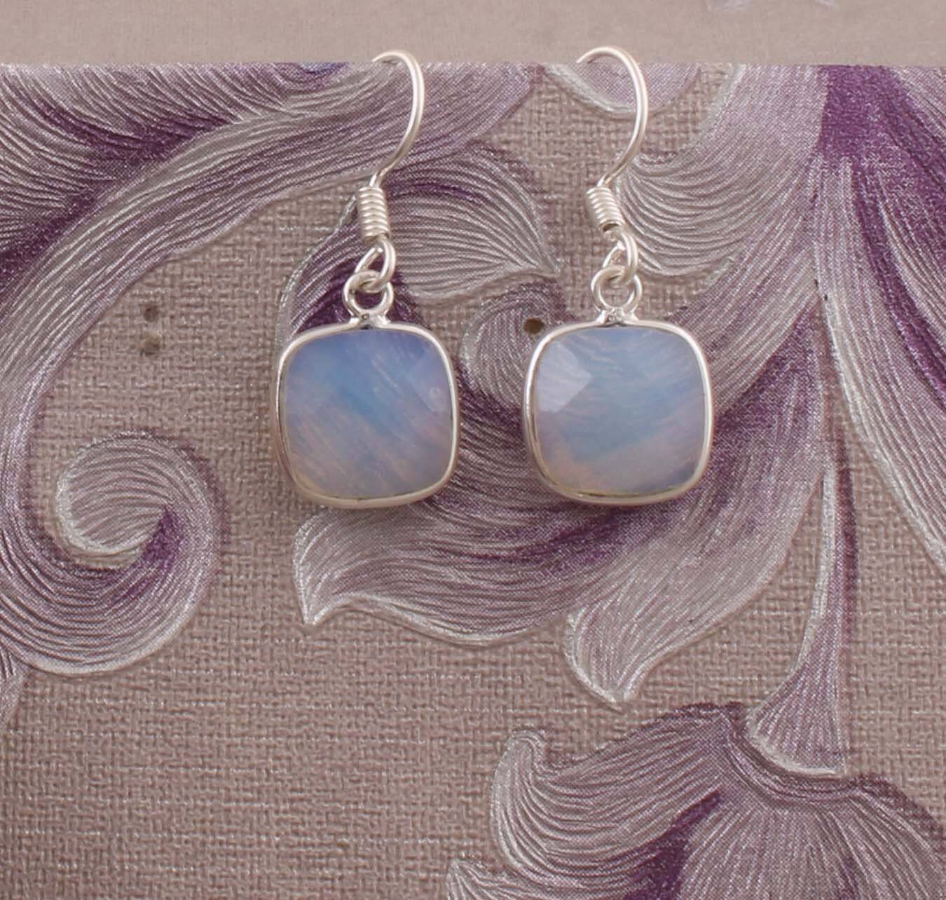 Top Quality  Moonstone Cut Opaque Stone Earring 925-Sterling Silver Earring,Antique Silver Earring,Wedding Earring Gift  EarringCyber2021