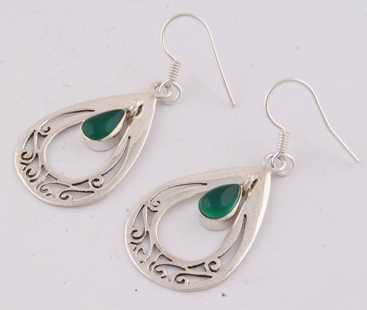 Solid Green Jade 925 Sterling Silver Designer Earring Women Wedding Anniversary Gifts For ChristmasBirthstone