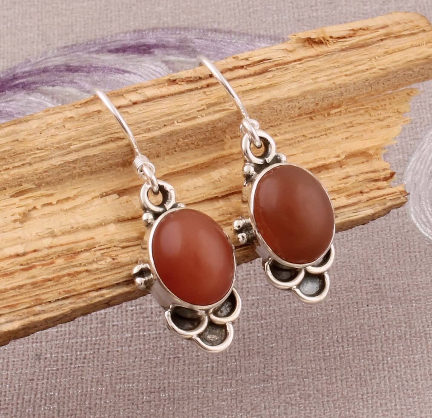 Amazing Red Onyx Top Quality Gemstone Earring,925-Sterling Silver Earring,Wedding Earring,Antique Silver Earring,Anniversary Gift Earring