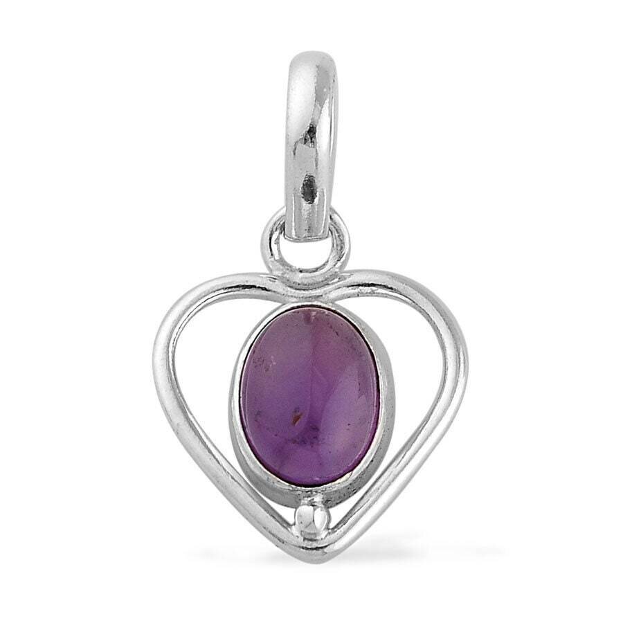Heart Shape Pendant With Natural Amethyst Gemstone Pendant Christmas Charm Boho Pedant 925-Sterling Solid Silver Pendant Gift For Wedding