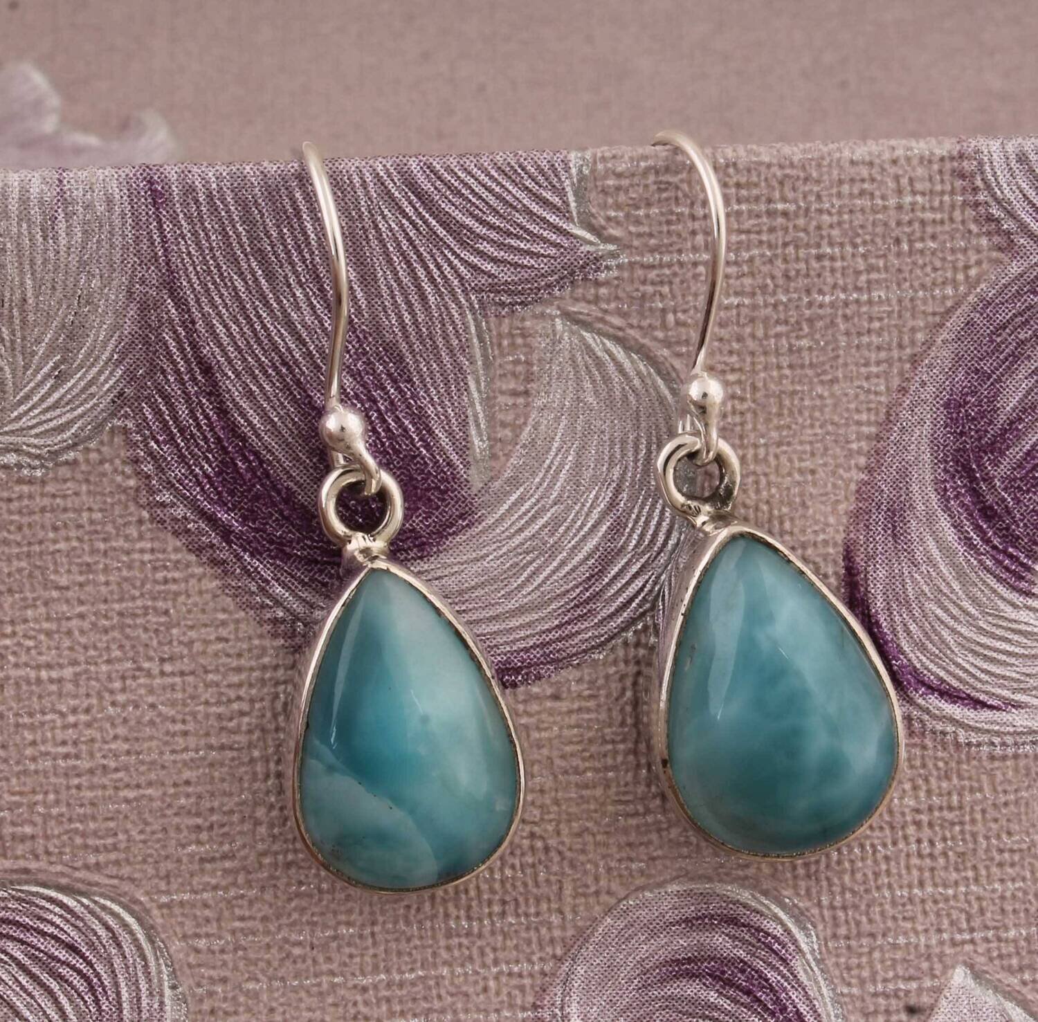 Silver Gemstone Earring Amazing Larimar Gemstone Earring 925-Sterling Silver Earring Small Size Earring One-Of-Kind Item Wedding Earring