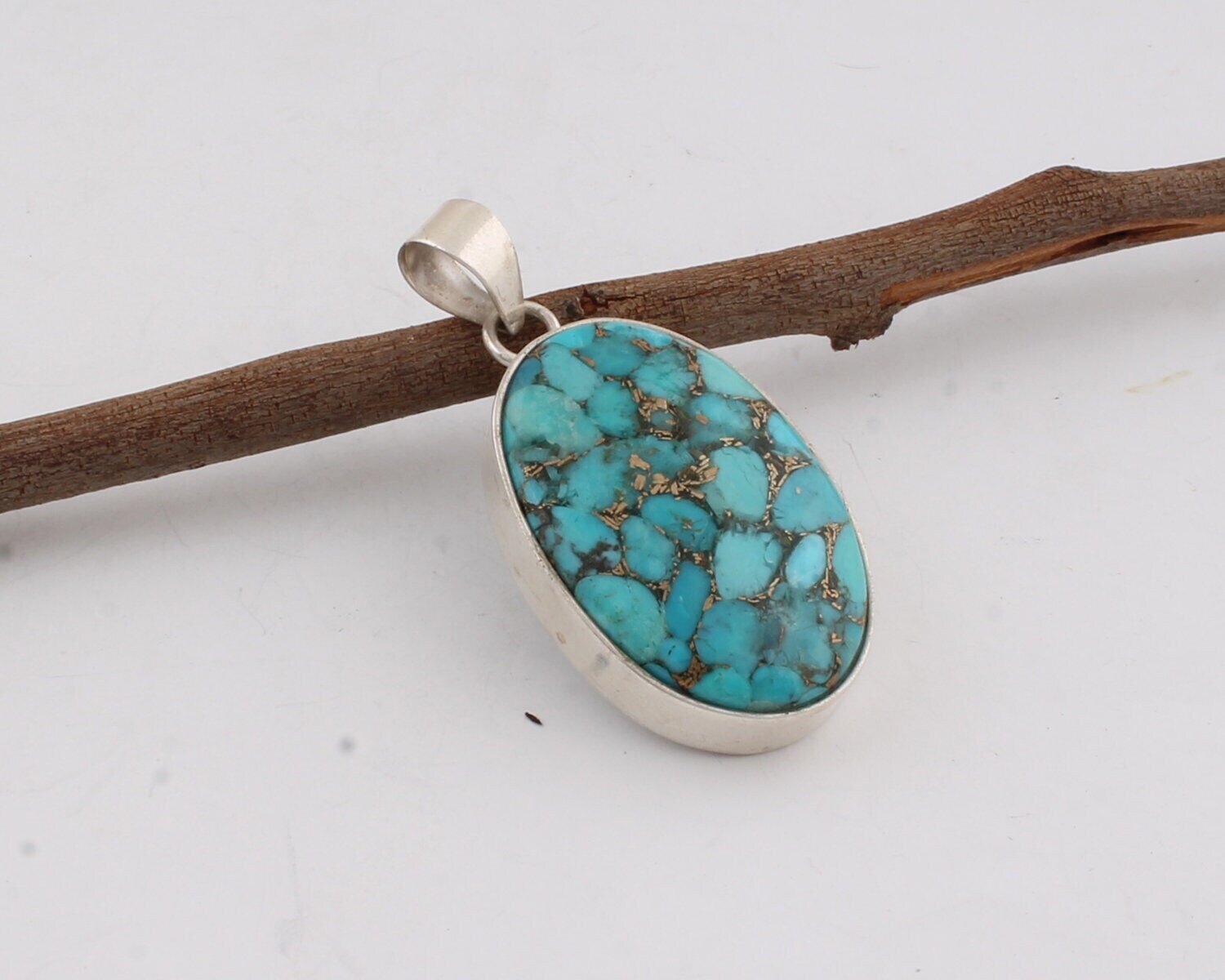 Silver,Solid Pendant 925-Silver Sterling  Handmade Pendant Turquoise Top Quality Gemstone Pendant (Simple Pendant )Bestseller2021Etsy