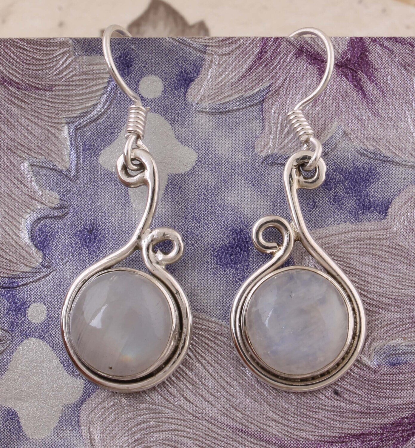Rainbow Moonstone Top Quality Gemstone Earring,Boho Earring 925-Sterling Silver Earring,Foral Earring,Antique Silver Earring Gift For Him
