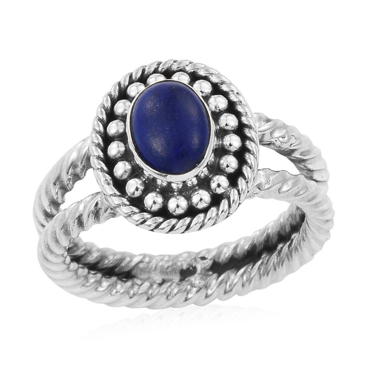 Real Lapis AAA+Quality Gemstone Ring Oval Stone Boho Ring 925-Sterling Solid Silver Ring,Middle Finger Ring Etsy Cyber Valentine's Day Gift