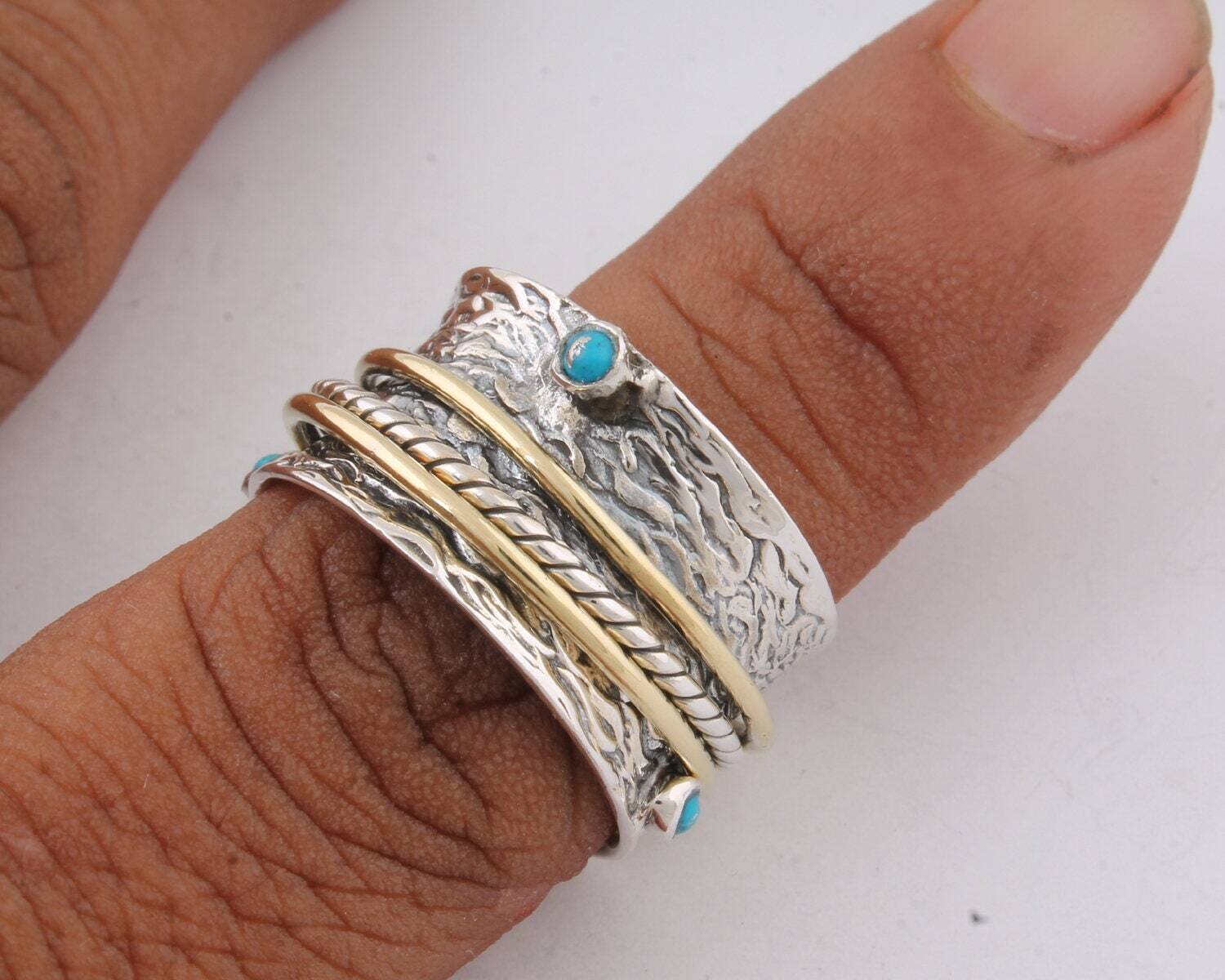 Big Size 925 Sterling Silver Ring (SPINNER RING)- -Meditation Ring- Silver Spinner Ring-925 Sterling Silver thumb Ring-Silver Band Ring