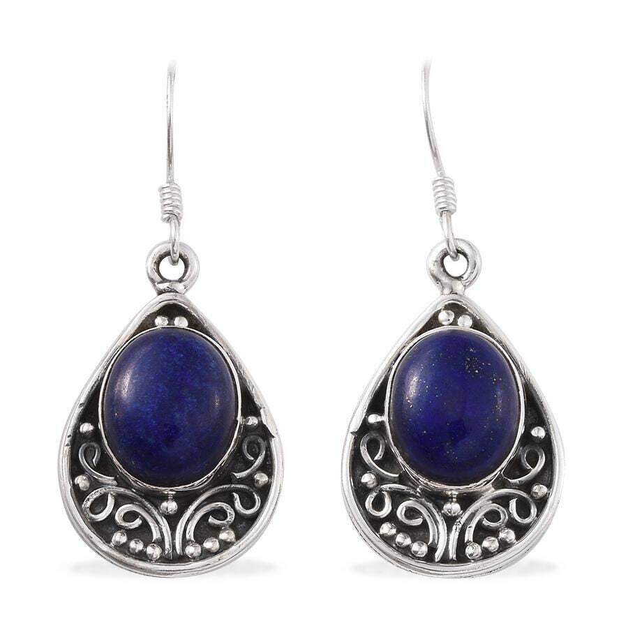 Elegant Lapis Lazuli Gemstone Silver Earring, 925 Sterling Silver Oval Shape Stone Earrings For Women, Designer Handmade Boho Jewelry, Gift