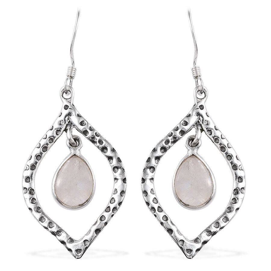 Simple Earring Gift For You ! Natural Rose Quartz Top Quality Gemstone Cabochon &amp; Blue Fire Stone Boho Earring Handcrafted Charm Earring
