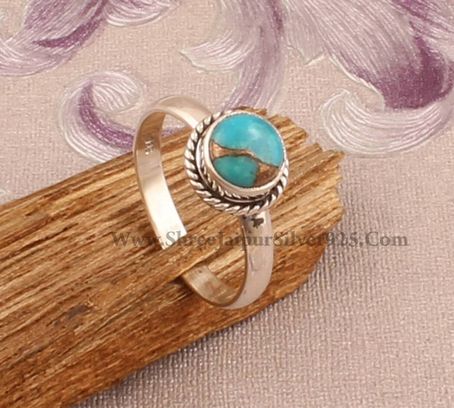Solid 925-Sterling Silver Ring With Turquoise Gemstone Boho Ring Middle Finger Ring Gift For You L# -283349-RCyber2021Bestseller2021Etsy