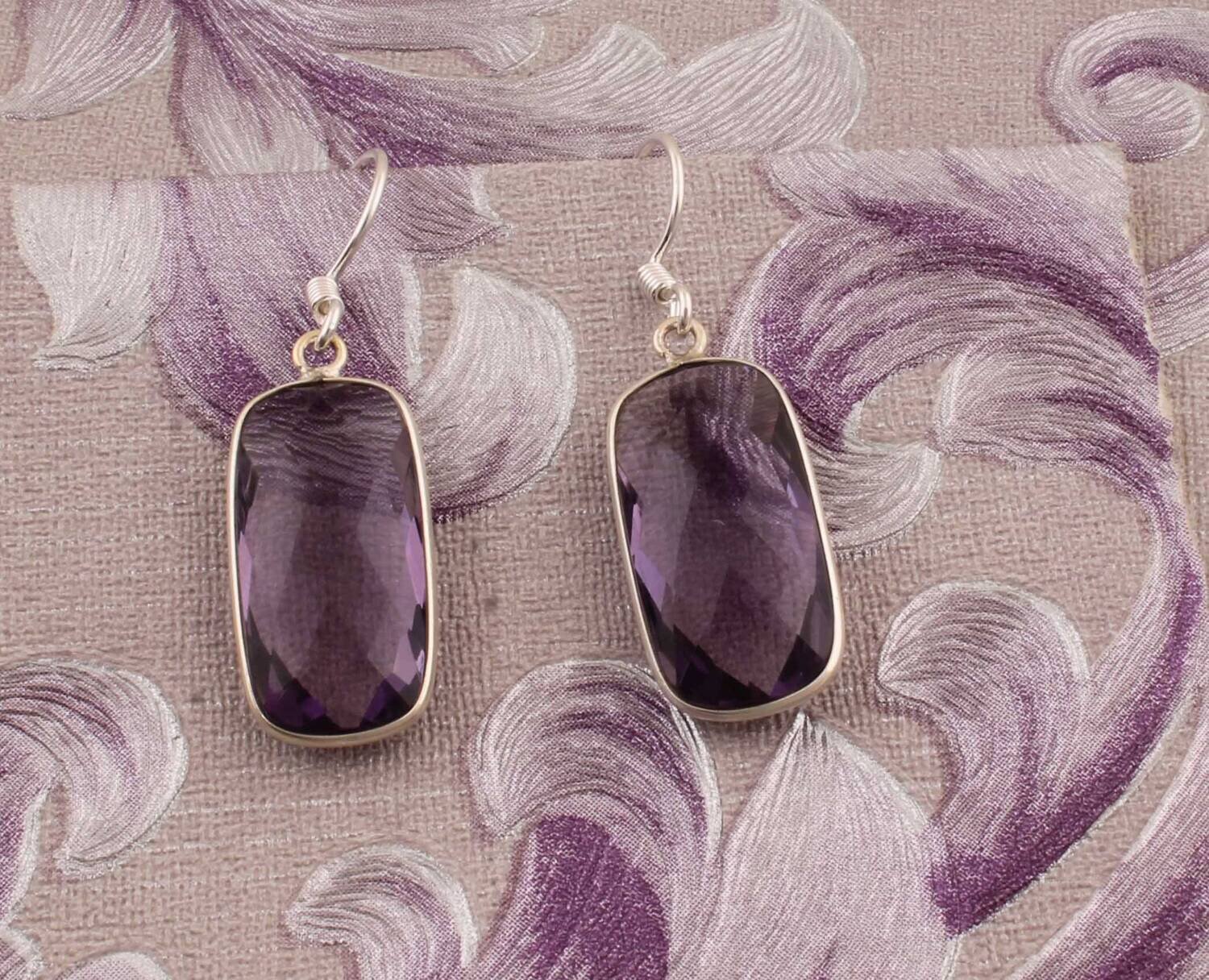 Amethyst Quartz Earring 925-Sterling Silver Earring Big Size Earring One-Of-Kind Item Wedding EarringCyber2021Bestseller2021EtsyBirthstone