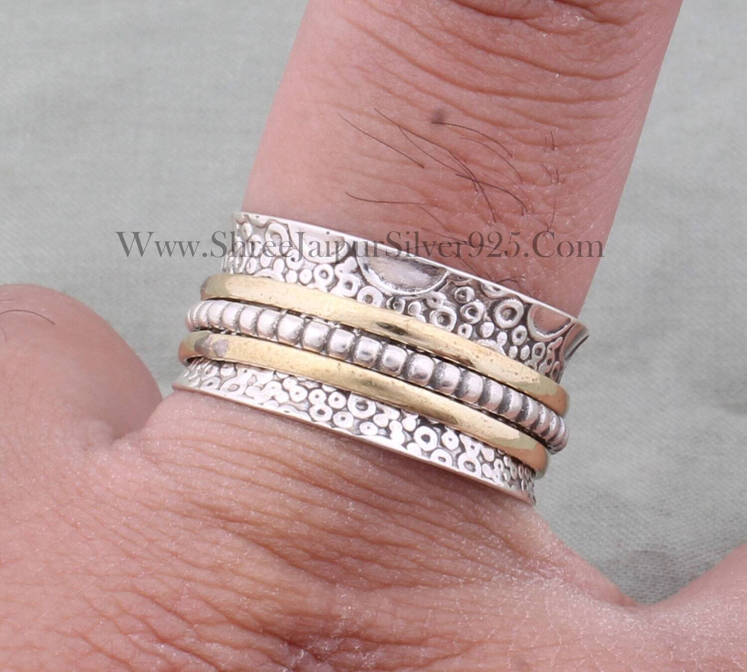 AAA Stunning Designer Ring, Spinner Ring, Anxiety Ring, Meditation Ring, Spinning Ring, Thumb Ring, Three Tone Ring, Handmade Jewelry Gift