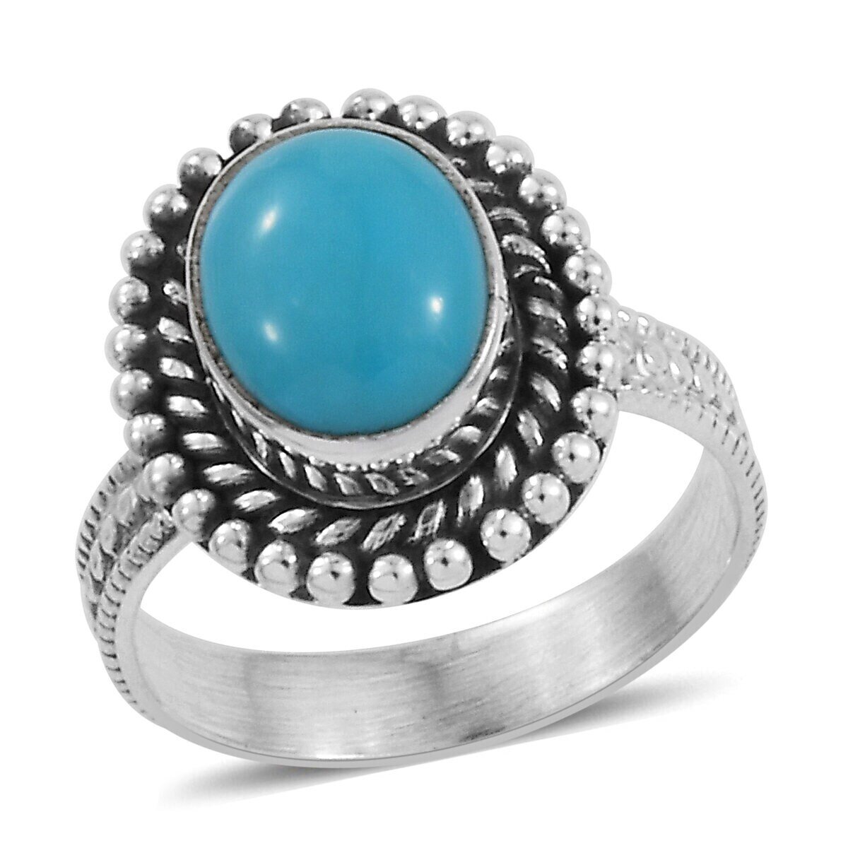 Sleeping Beauty Turquoise Top Quality Gemstone Ring 925-Antique Silver Ring,Sterling Silver Ring,Ring Finger Ring Anniversary Gift Ring
