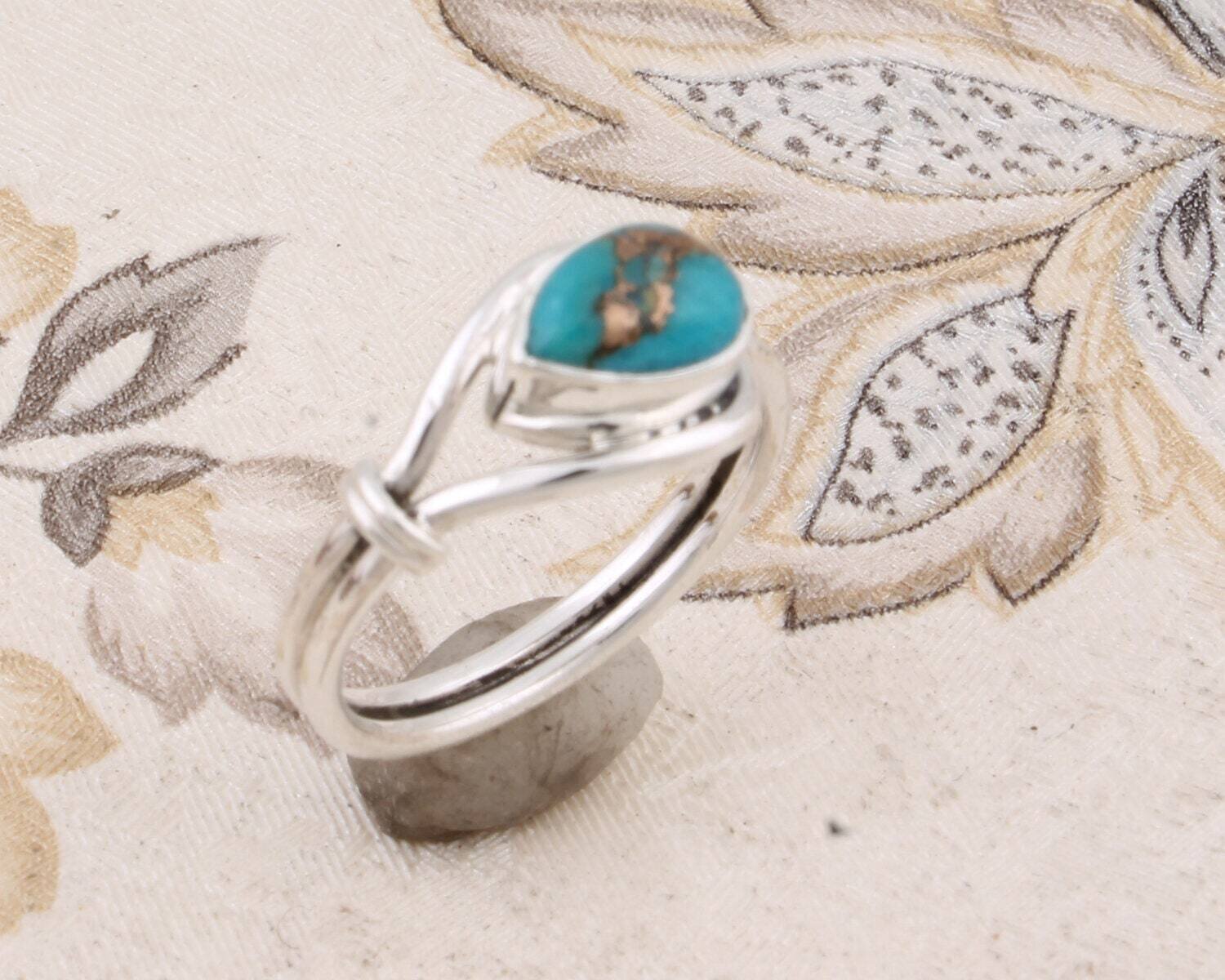 Handcrafted Ring With Turquoise Gemstone Ring Cabochon, Stone Boho Ring 925-Sterling Solid Silver Ring Finger RingBestseller2021Etsy