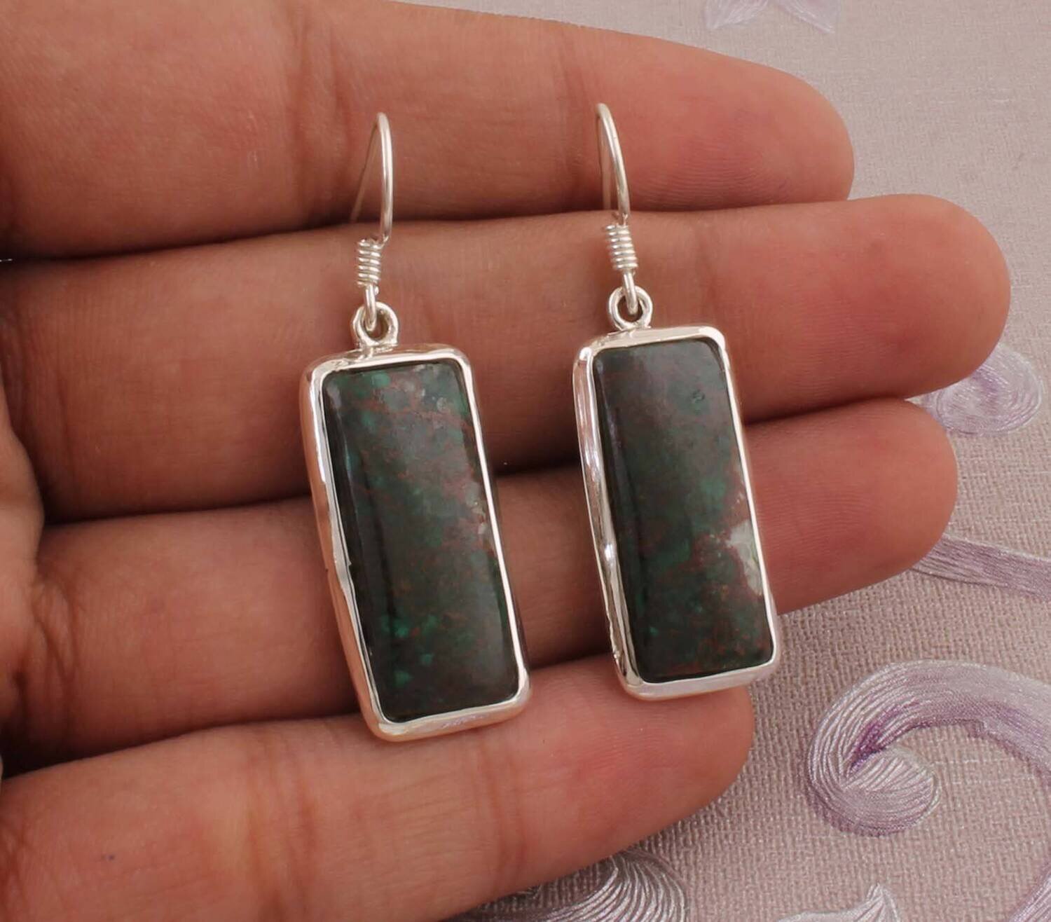 Amazing chrysocolla Top Quality Gemstone Earring 925-Sterling Silver Earring,Antique Silver Earring,Wedding Beautiful Earring Gift For Her