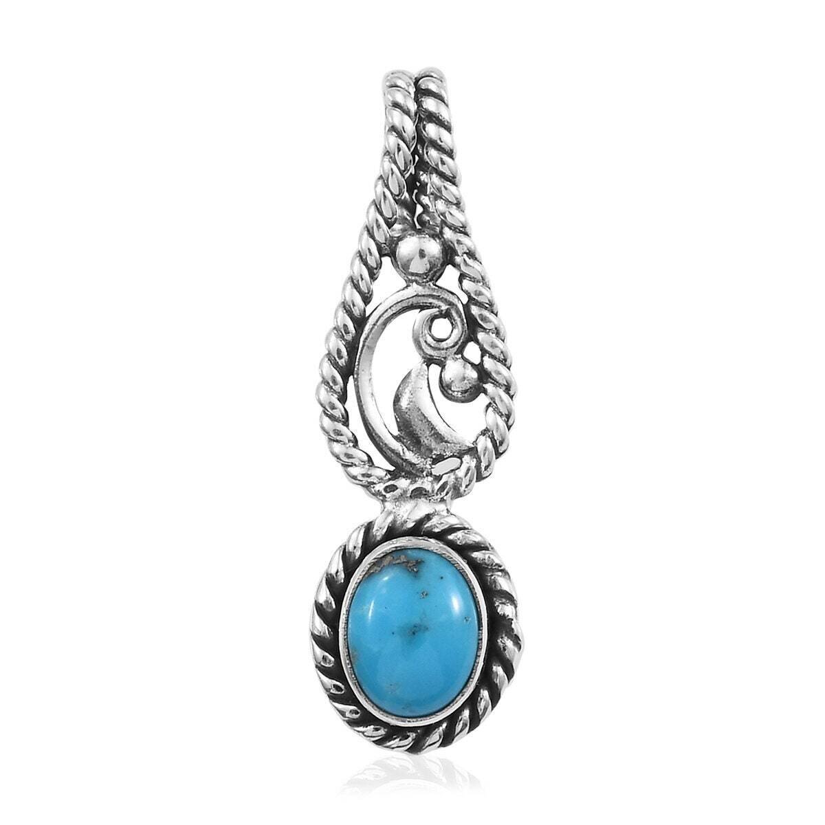 Composite Turquoise Top Quality Gemstone Pendant 925-Sterling Silver Pendant,Antique Silver Pendant,Wedding Pendant Teardrop Pendant