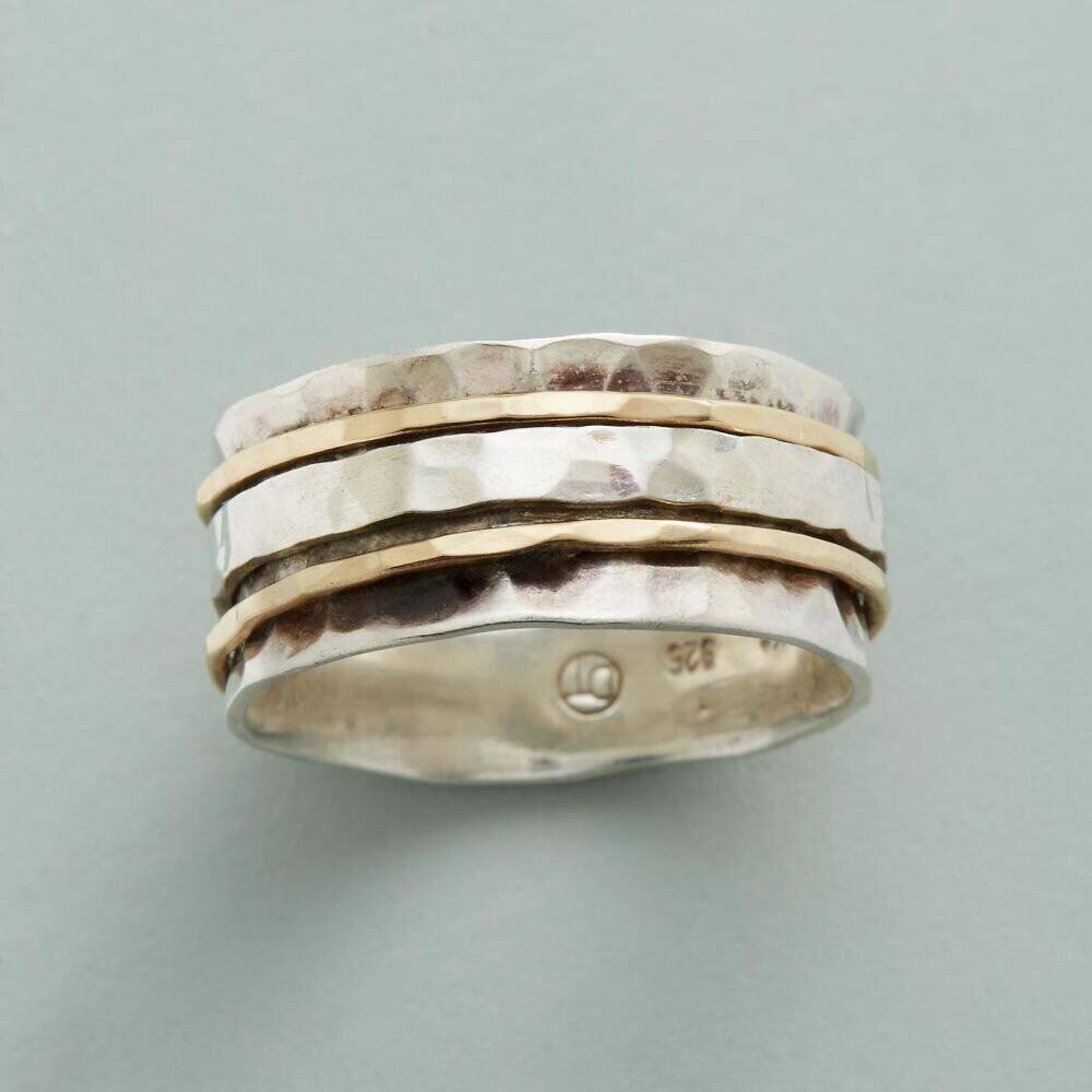 Handcrafted Ring 925-Sterling Solid Silver Ring With Charm Plain Boho Ring Textured Spinner Meditation Ring Girls Thumb Ring Gift For You