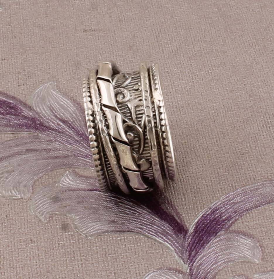 Big Size 925 Sterling Silver Ring (SPINNER RING)- Silver Spinner Ring-925 Sterling Silver Thumb Ring-Silver Band RingCyber2021Birthstone