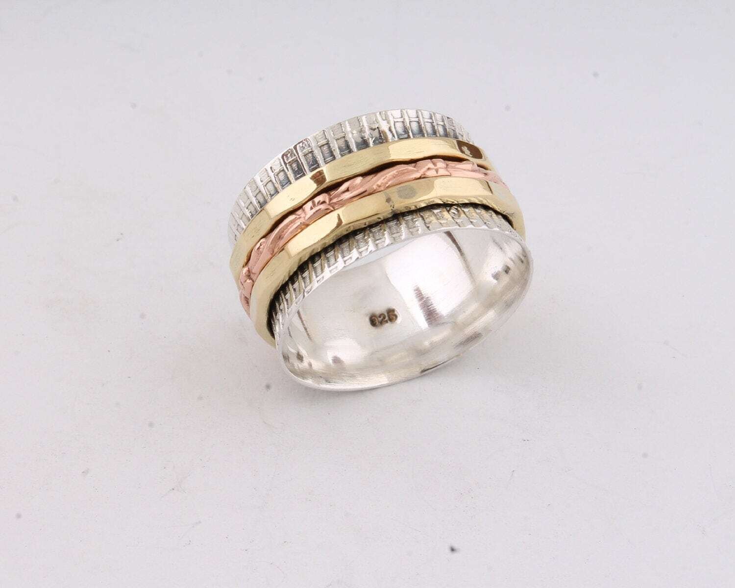 Big Size Silver Spinner Ring-925 Sterling Silver thumb RingBirthstone