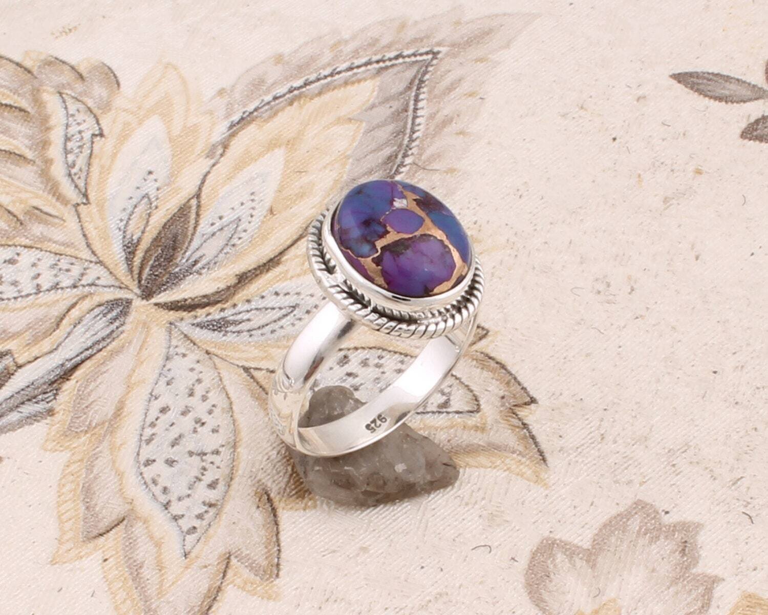 Composite Turquoise Gemstone Ring Oval Cabochon Stone Boho Ring 925-Antique Silver Ring, Ring Finger Ring Etsy Cyber-2021Bestseller2021Etsy