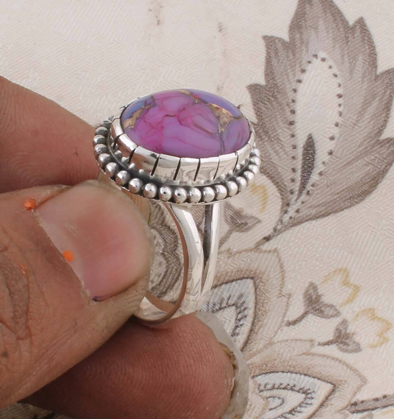 Composite Turquoise AAA+Quality Gemstone Ring Cabochon Oval Stone Boho Ring 925-Sterling Silver Ring,Engagement Ring,Middle Finger Ring