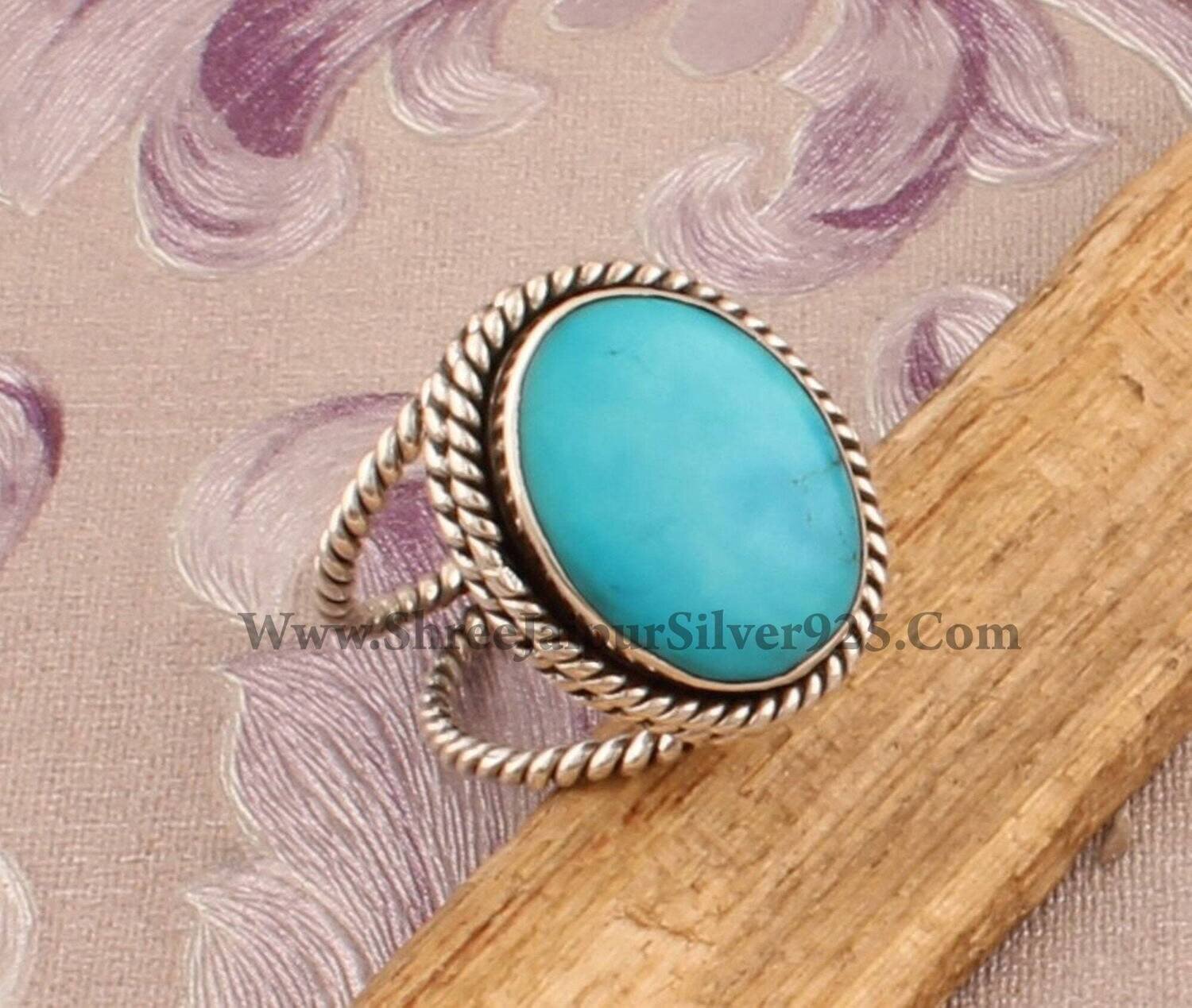 Amazing Turquoise AAA+Quality Gemstone Ring Cabochon Oval Stone Boho Ring 925-Sterling Silver Ring,Engagement Ring,Middle Finger Ring