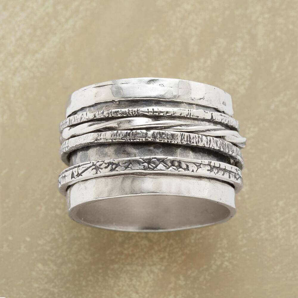 925-Sterling Solid Silver Ring With Natural Handcrafted Plain Boho Ring Textured Spinner Meditation Ring Boys &amp; Girls Thumb Ring L#-284037-R