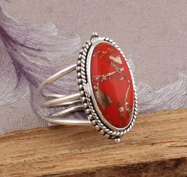 Mohave Turquoise Gemstone Ring, Sterling Silver Rings For Women, Oval AAA+Quality, Bridal Engagement, Handmade, Birthday Gift, Gift For Her