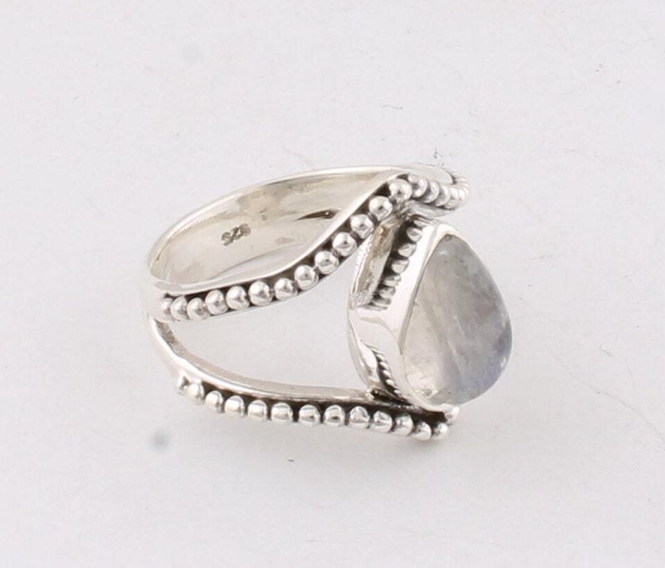 Ring Silver,Solid Ring 925-Silver sterling Ring  Labradorite Moonstone Top Quality Gemstone Middle Finger Ring L#-282320-RBirthstone