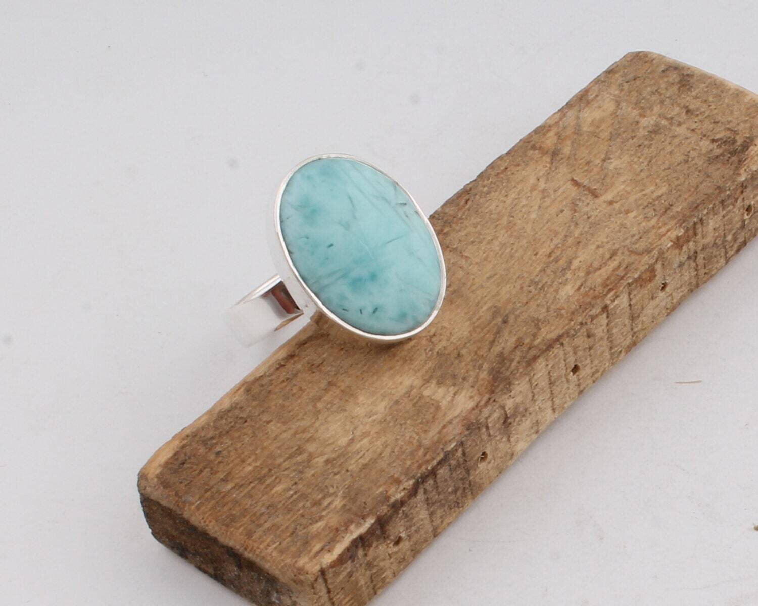 Middle Finger Ring 925-Silver Sterling Ring Natural Larimar Gemstone Ring Silver, Solid Ring Handmade Ring (Simple Ring ) Antique Silver