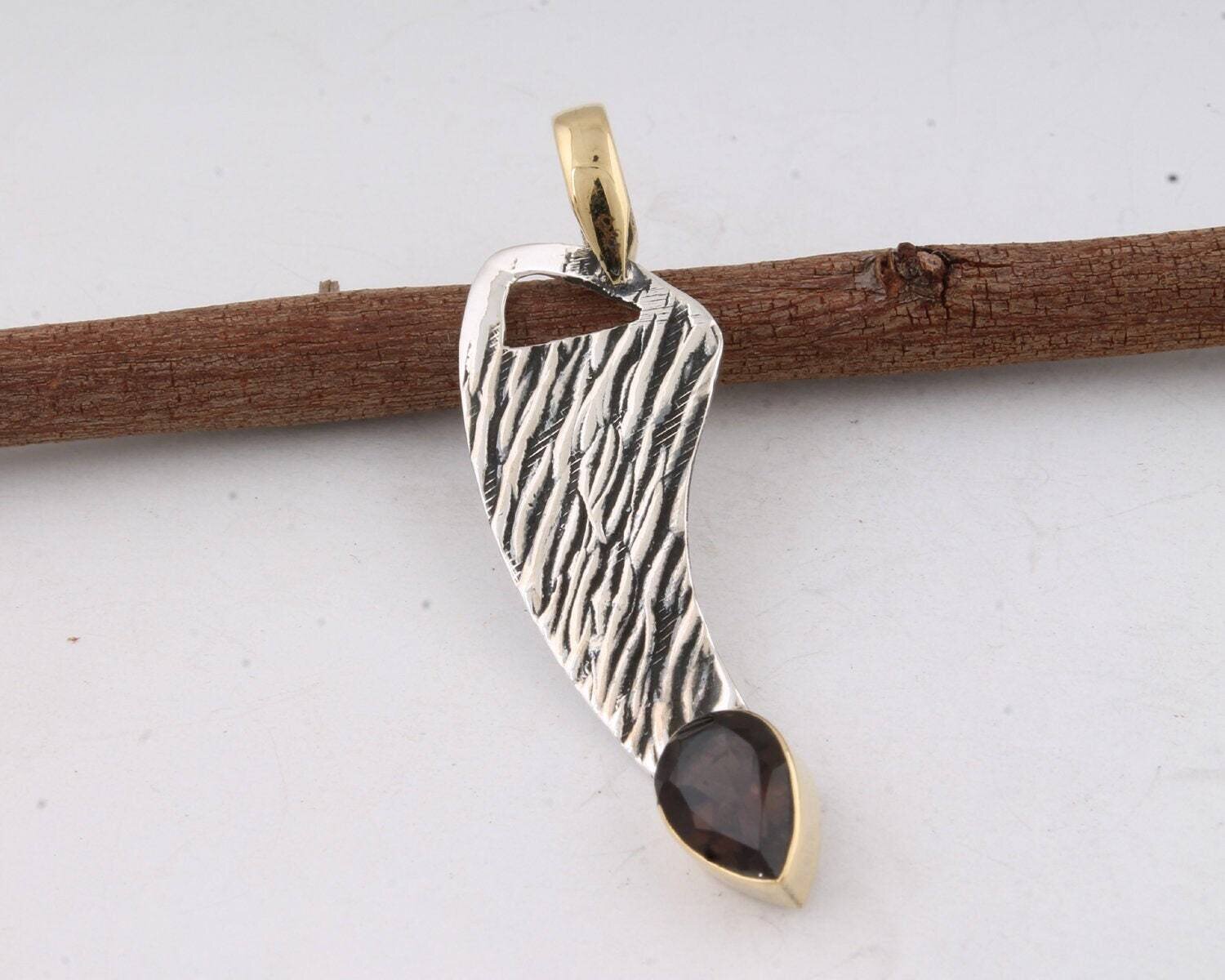 925 Sterling Silver Handmade Smokey Quartz Gemstone Pendant Handcraft Silver Gemstone Pendant- Boho Pendant ETSY Cyber SellCyber2021