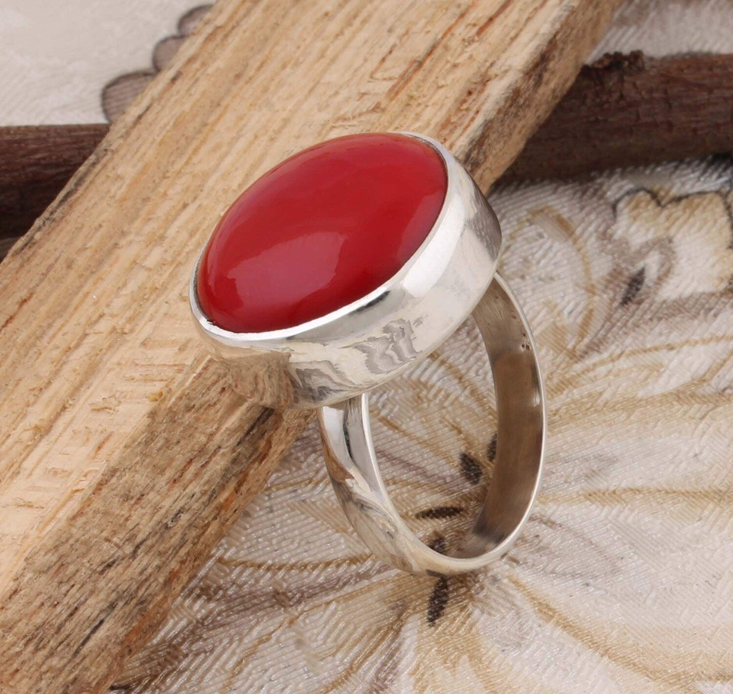 Amazing Coral Top Quality Gemstone Ring 925-Antique Silver Ring,Middle Finger Ring,Sterling Silver Ring,Wedding Ring,Gift Item RingCyber2021