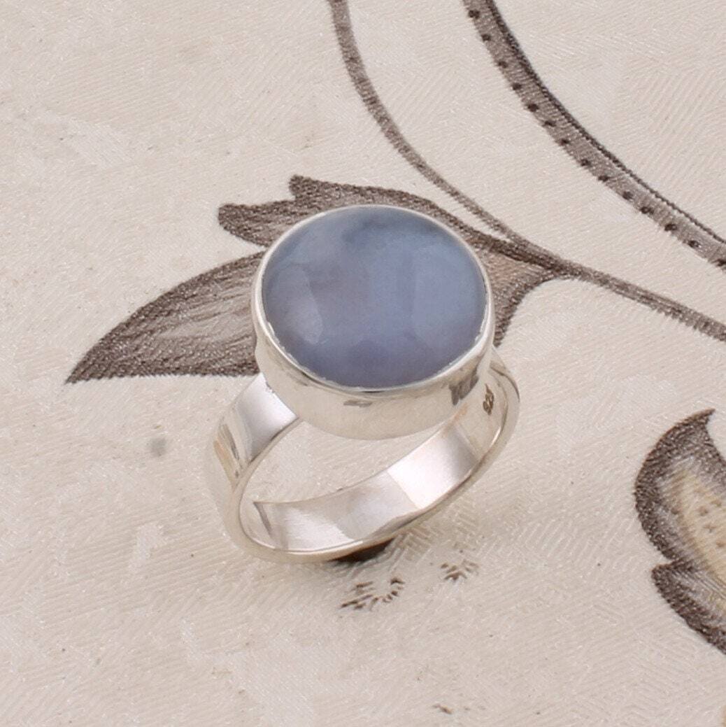 925-Sterling Silver Ring Gift For You Natural Blue Opal AAA+Quality Gemstone Ring Handmade Engagement Ring-- Ring Finger Ring L#-202120