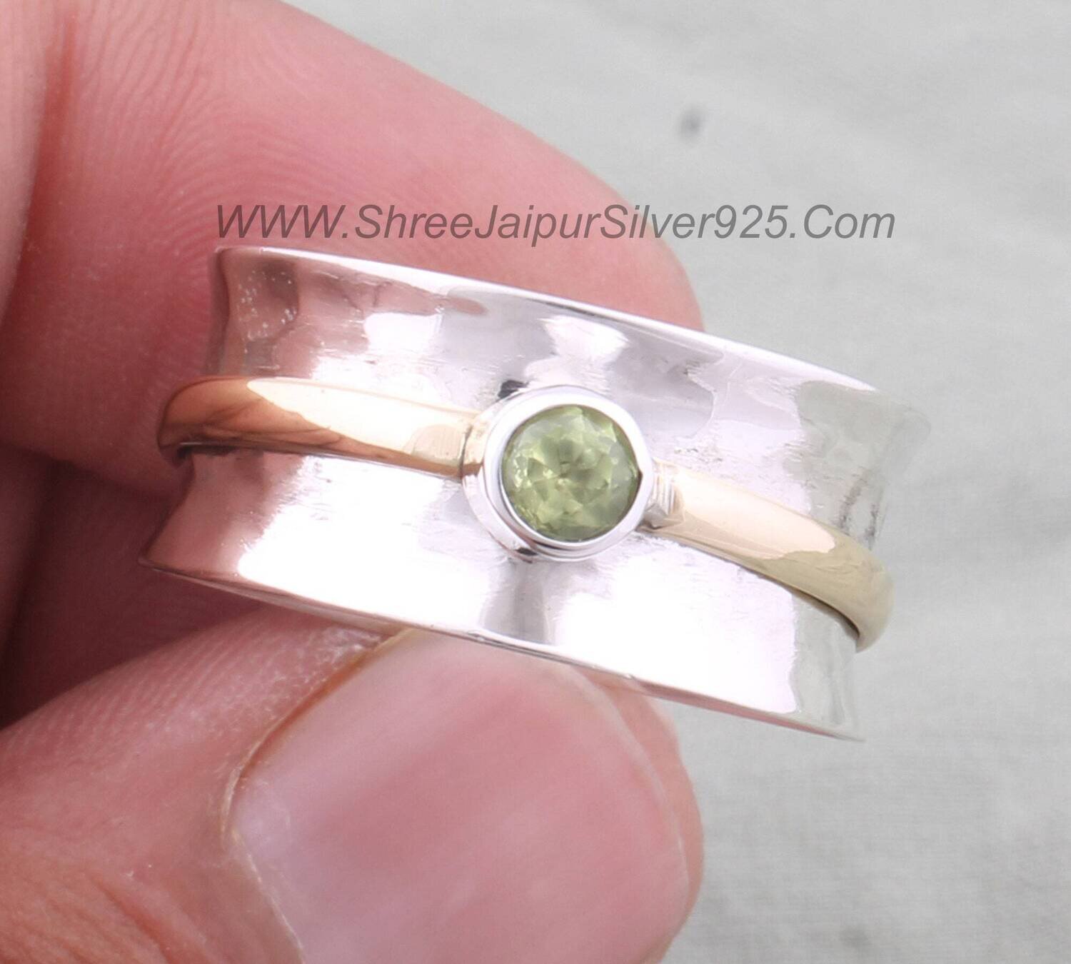 AAA+Natural Peridot Sterling Silver Unique Design Handmade Silver Spinner Ring |Peridot Spinner Ring | Best Gift | Valentine GiftCyber2021