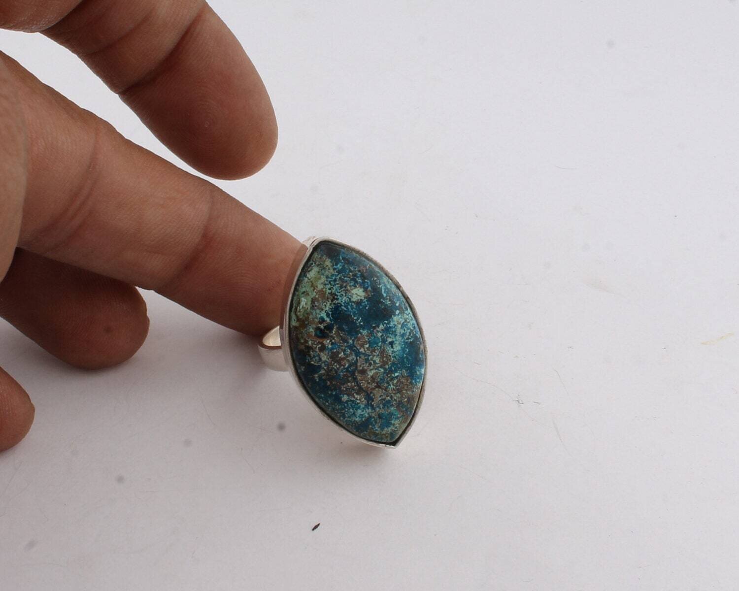 Marquise Shape Ring Middle Finger Ring Silver,Solid Ring 925-Silver Sterling Ring Crysocola Top Quality Gemstone Ring Handmade Ring