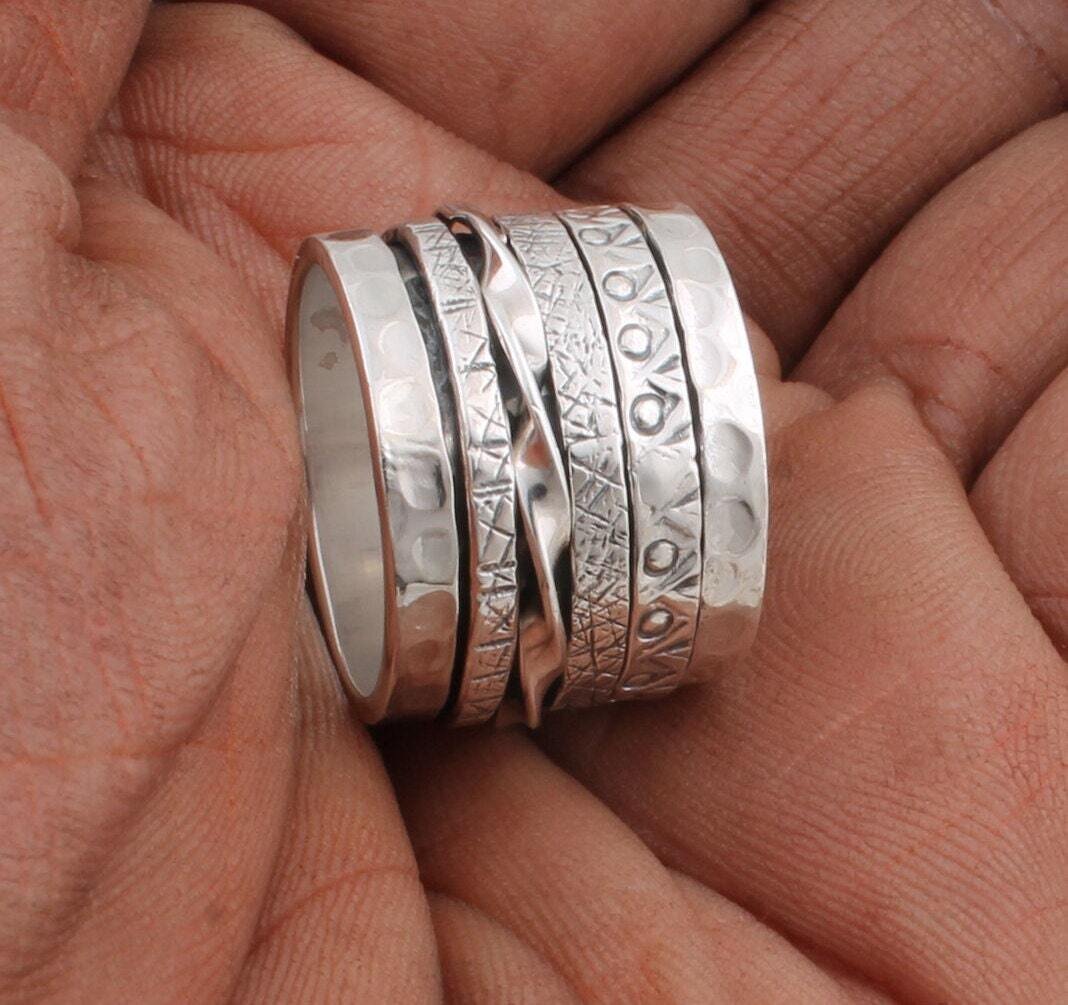 Big Size 925 Sterling Silver Ring (SPINNER RING)- Silver Spinner Ring-925 Sterling Silver thumb Ring-Silver Band RingCyber2021Birthstone