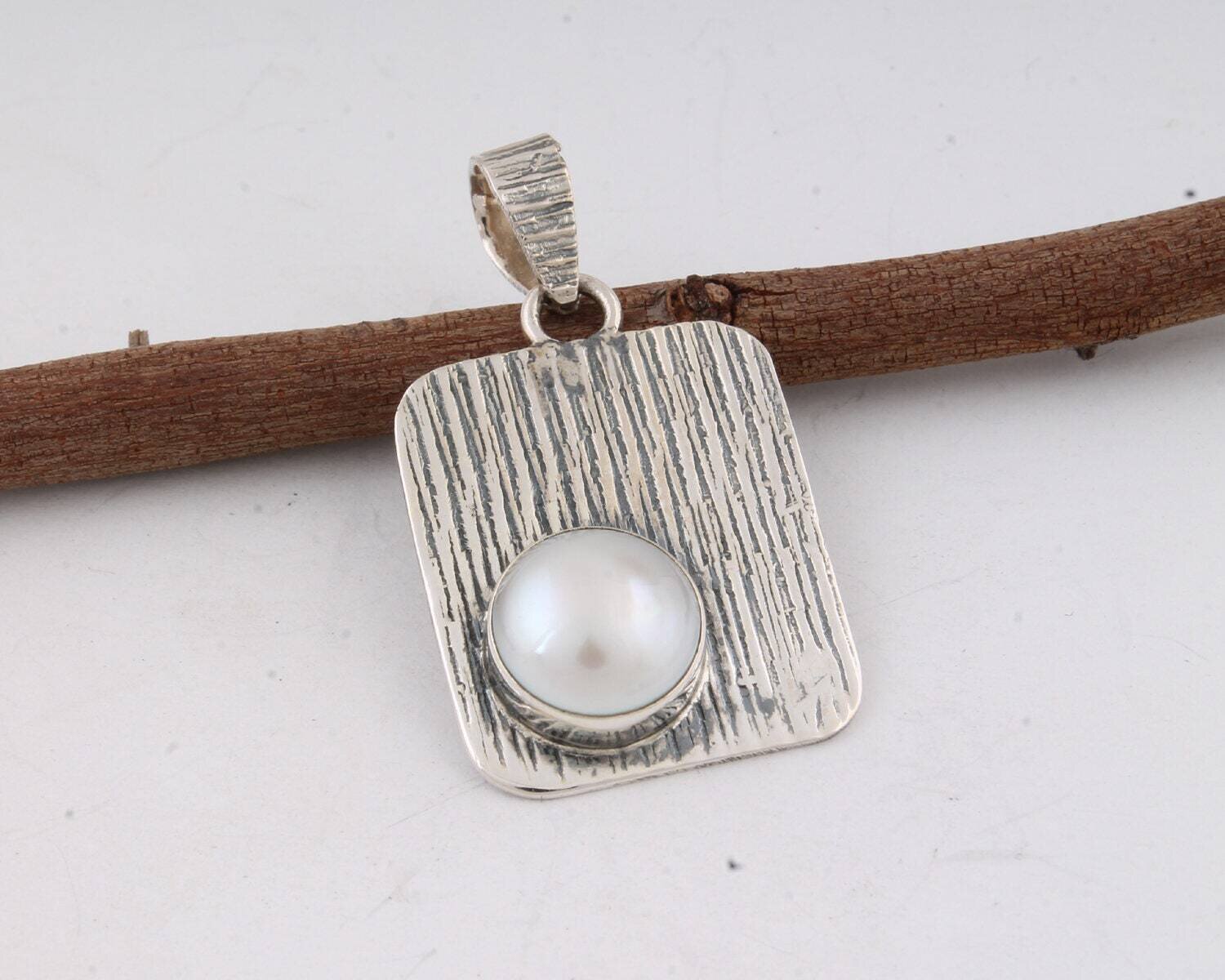 Beautiful 925 Silver Handmade Pearl Gemstone Pendant- 925 Sterling Silver Gemstone Silver Handcraft Antique Silver ETSY CYBER 2021Birthstone