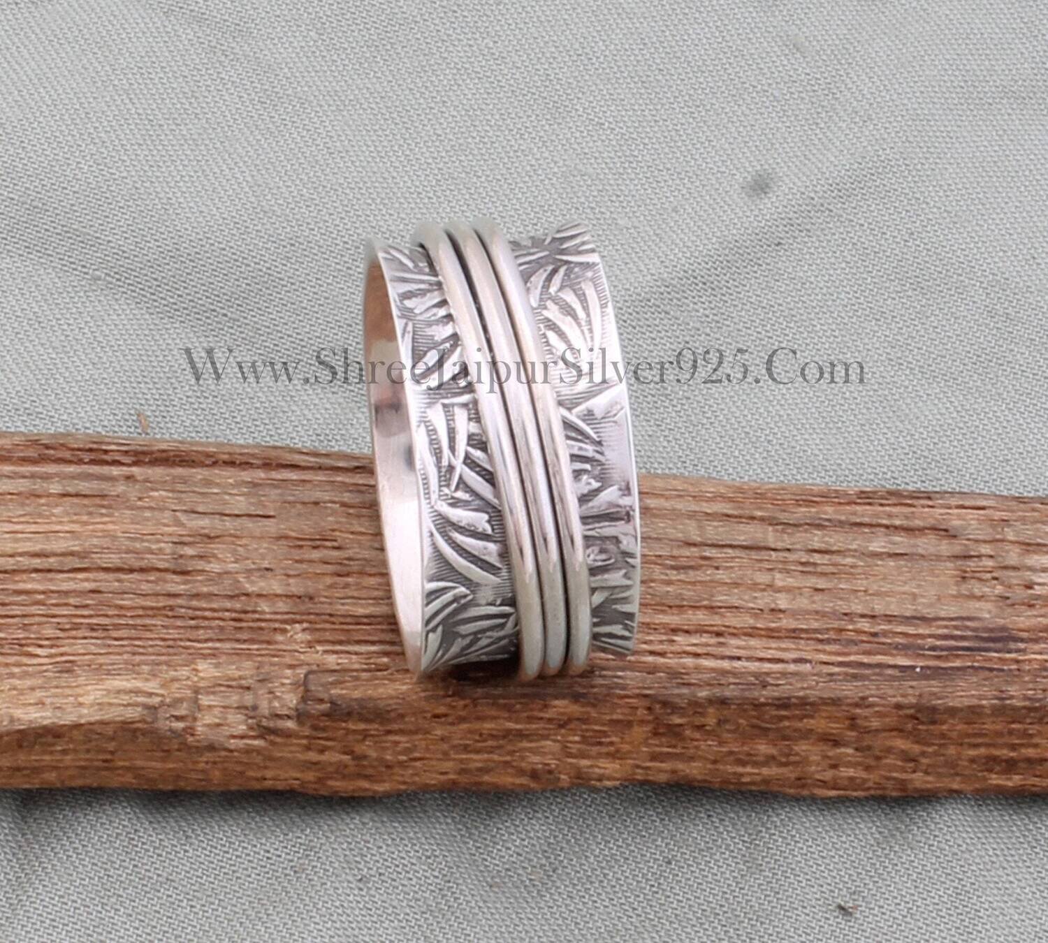 Big Size 925 Sterling Silver Ring (SPINNER RING)- Silver Spinner Ring-925 Sterling Silver thumb Ring-Silver Band RingCyber2021Birthstone