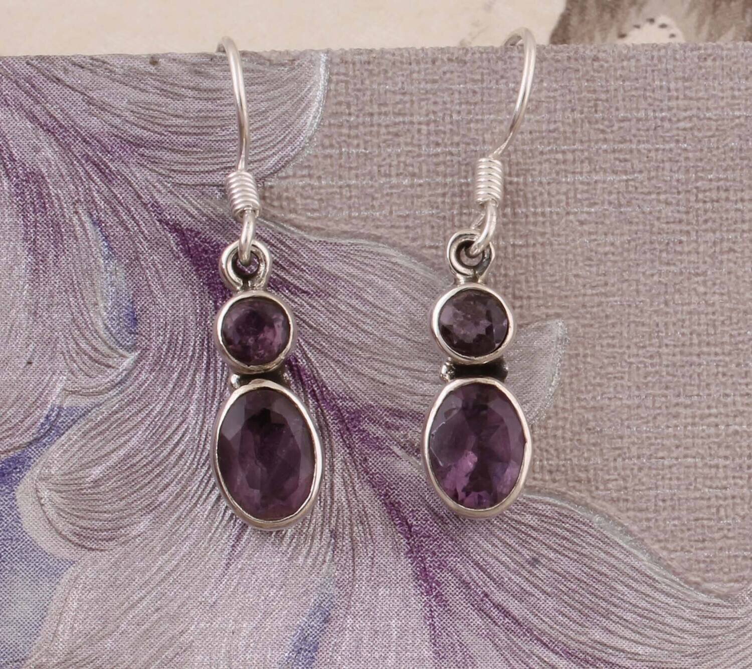 Natural Amazing Amethyst Gemstone Earring 925-Sterling Solid Silver Earring,Leaf Earring,Antique Silver Earring,Wedding Girls Earring