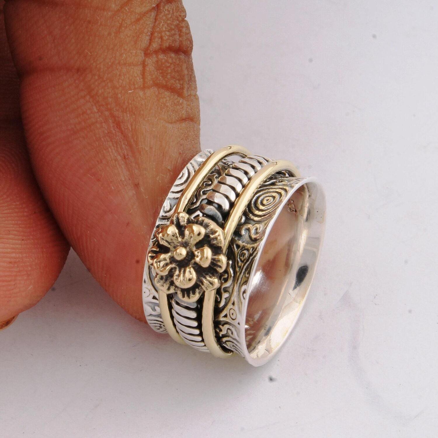 Big Size 925 Sterling Silver Ring (SPINNER RING)- -Meditation Ring- Silver Spinner Ring-925 Sterling Silver thumb Ring-Silver Band Ring