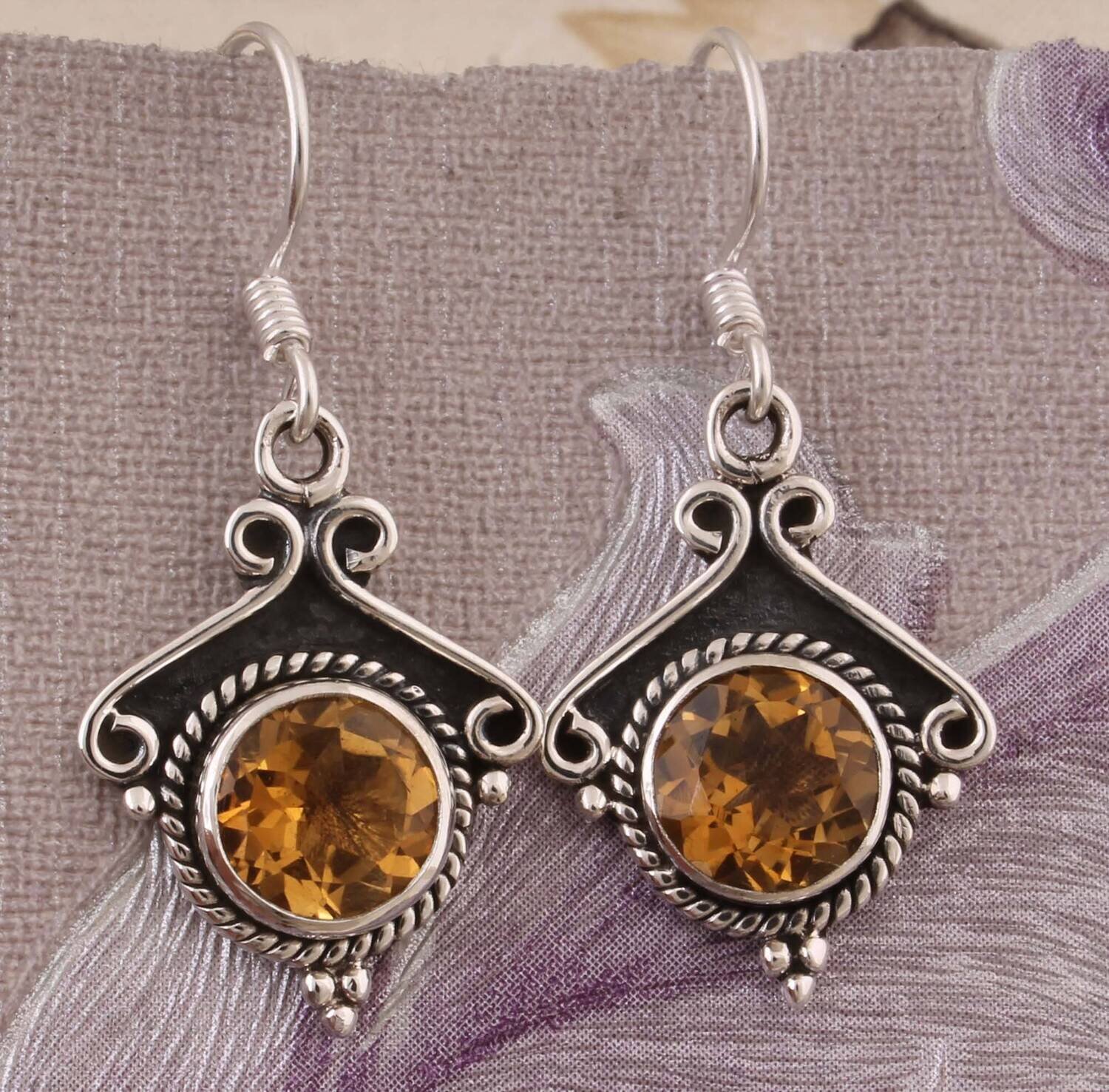 Natural Citrine Top Quality Gemstone Earring,Boho Earring 925-Sterling Silver Earring,Foral Earring,Antique Silver Earring Gift For Him