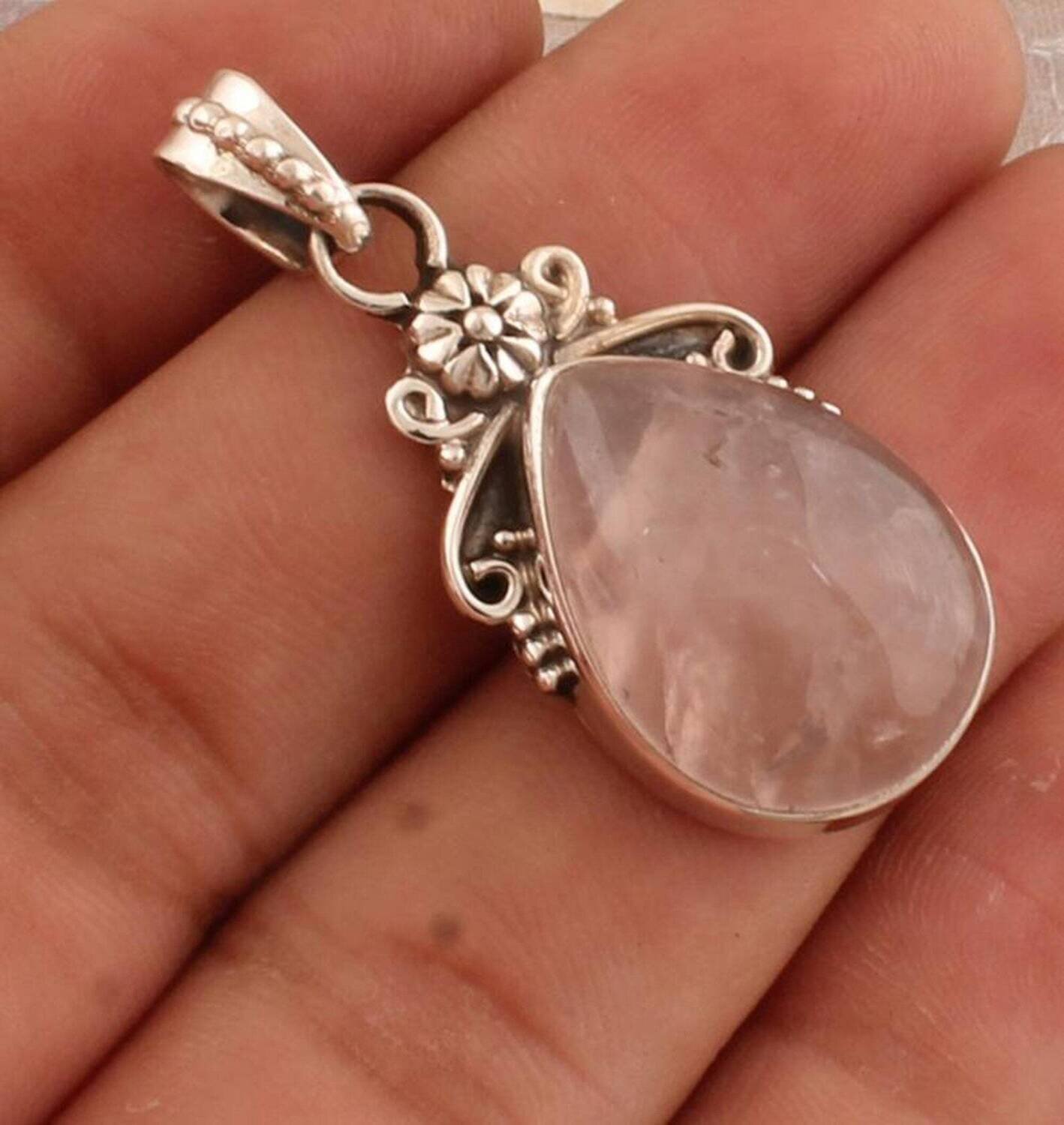 Amazing Purple Jade Top Quality Gemstone Pendant 925-Sterling Silver Pendant,Antique Silver Pendant,Wedding Pendant Teardrop Silver Pendant.