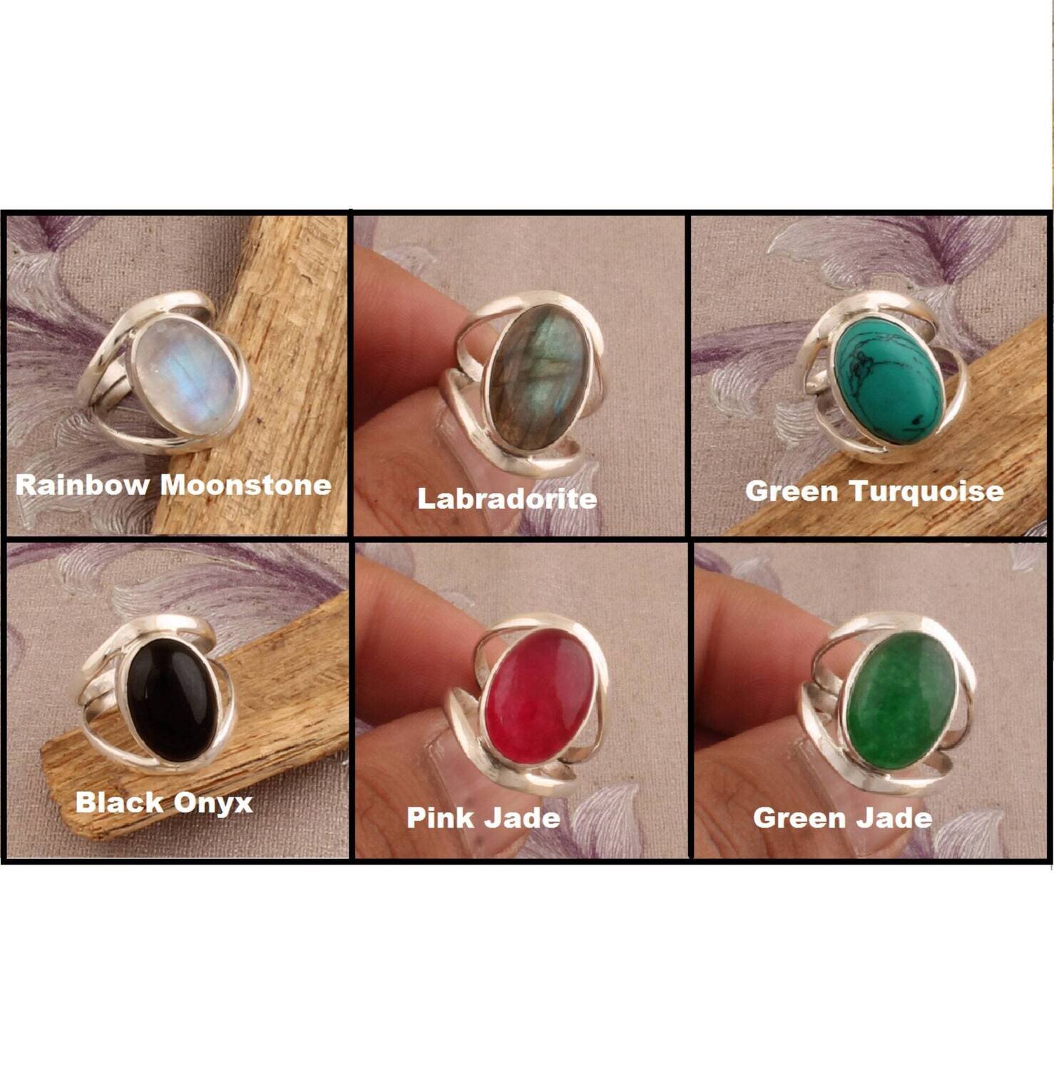 925 Sterling Silver Multi Oval Shape Gemstone Double Layer Ring, Handmade Gemstone Ring, Engagement Ring, Women Silver Jewelry, Gift For Her