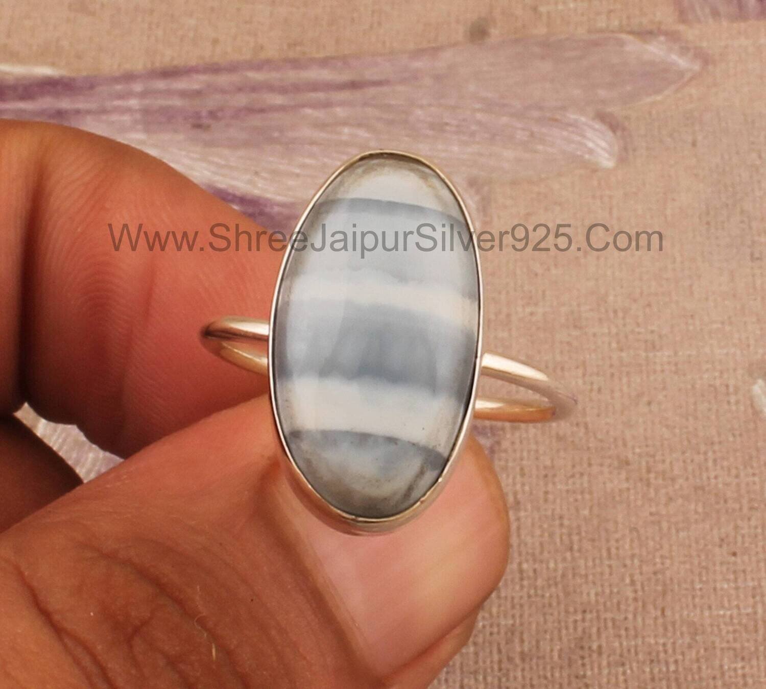 Natural Blue Opal Oval Shape Gemstone Ring, 925 Sterling Silver Ring, Handmade Everyday Silver Jewelry, Women Wedding Jewelry Gift For Her